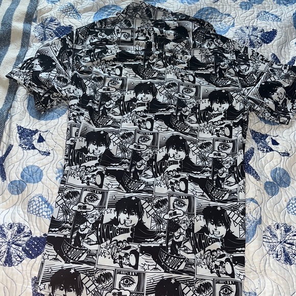 Men’s Just Attitude 90s Style Japanese Anime Button Down Shirt - Picture 3 of 7